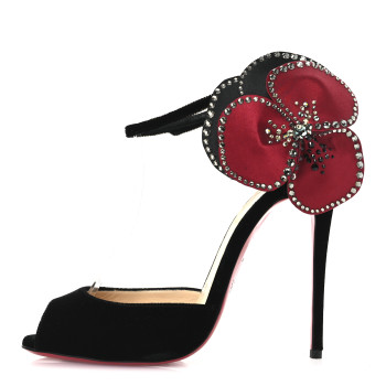 CHRISTIAN LOUBOUTIN Satin Crystal Pensamoi 120 Pumps 38 Black
