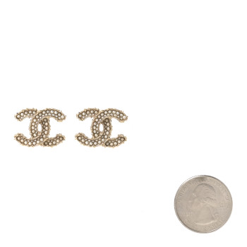 CHANEL Pearl CC Earrings Gold