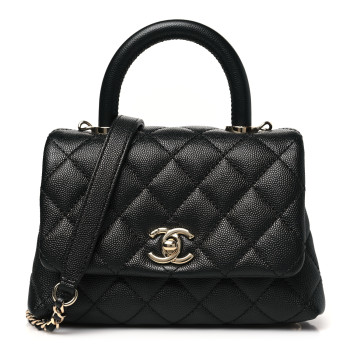CHANEL Caviar Quilted Extra Mini Coco Handle Flap Black