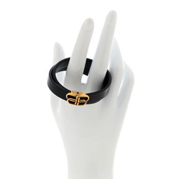 BALENCIAGA Calfskin BB Wrap Bracelet S Black