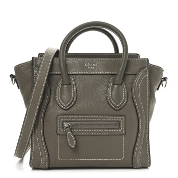 CELINE Drummed Calfskin Nano Luggage Souris