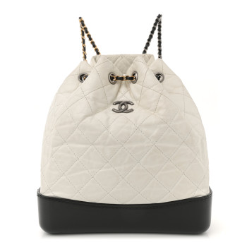 CHANEL Aged Calfskin Quilted Gabrielle Backpack Black White