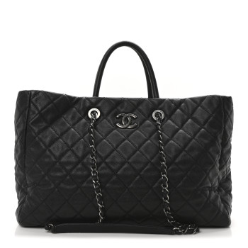 CHANEL Caviar Quilted Large Coco Handle Shopping Tote Black