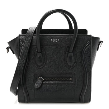 CELINE Drummed Calfskin Nano Luggage Black