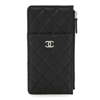 CHANEL Lambskin Quilted Classic iPhone Pouch Black