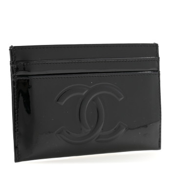 CHANEL Patent Calfskin Eyeshadow Pallet CC Card Holder Case Black