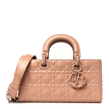 CHRISTIAN DIOR Calfskin Cannage Diamond Medium Lady D-Joy Rose Des Vents