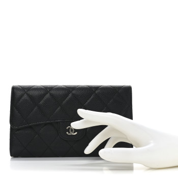 CHANEL Caviar Quilted Large Flap Wallet Black