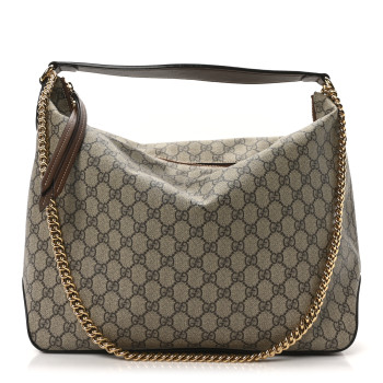 GUCCI GG Supreme Monogram Large Linea A Hobo Light Brown