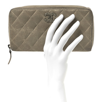 CHANEL Iridescent Lambskin Quilted CC Long Zipped Wallet Gold