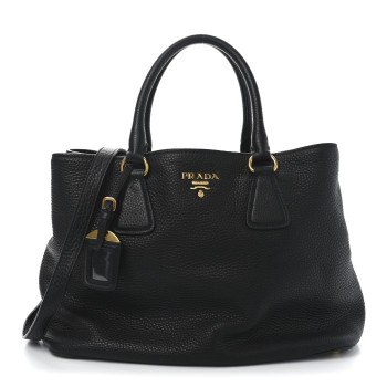 PRADA Vitello Daino Shopping Tote Black