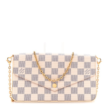LOUIS VUITTON Damier Azur Pochette Felicie Chain Wallet Rose Ballerine