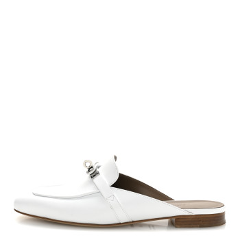 HERMES Calfskin Oz Mules 39.5 White