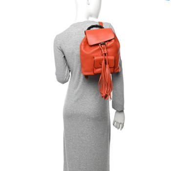 GUCCI Calfskin Small Bamboo Backpack Orange