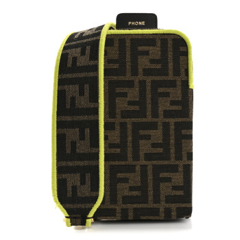 FENDI Fabric Jacquard FF 1974 Cell Pocket Strap You Tobacco Moro Giallo Fluo
