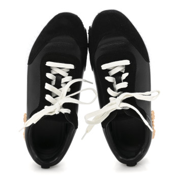 HERMES Goatskin Suede Goatskin Bouncing Sneakers 40.5 Black