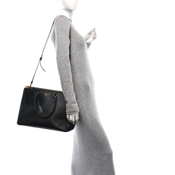 PRADA Saffiano Lux Large Galleria Double Zip Tote Black