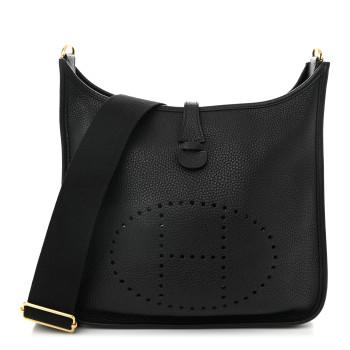 HERMES Taurillon Clemence Evelyne III PM Black