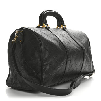 CHANEL Calfskin Stitched Duffel Bag Black