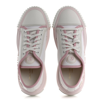 LOUIS VUITTON Canvas LV Squad Sneakers 38 White Pink