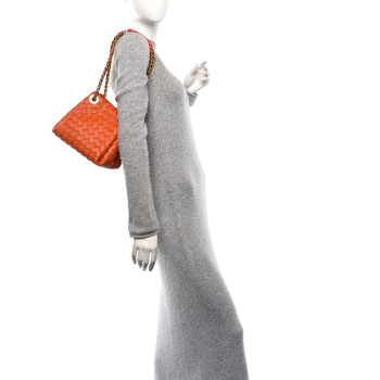 BOTTEGA VENETA Nappa Intrecciato Small Parachute Chain Shoulder Bag Burned Orange