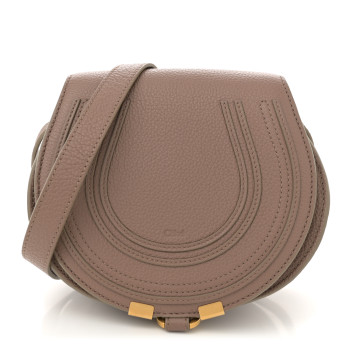 CHLOE Calfskin Mini Marcie Round Crossbody Bag Nut