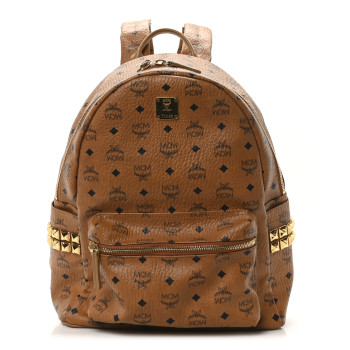 MCM Visetos Medium Side Studs Stark Backpack Cognac