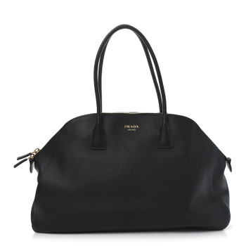 PRADA Calfskin Large Top Handle Tote Black