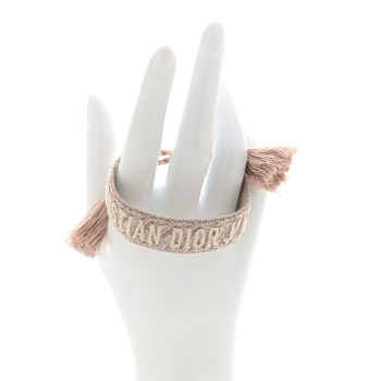 CHRISTIAN DIOR Woven Cotton Butterfly J'Adior Friendship Bracelet Rose Oblique