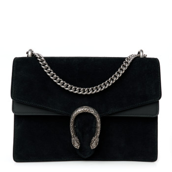 GUCCI Suede Medium Dionysus Shoulder Bag Black