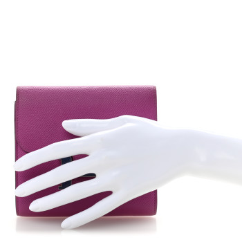 HERMES Epsom Enamel Constance Short Wallet Magnolia Bleu Brighton