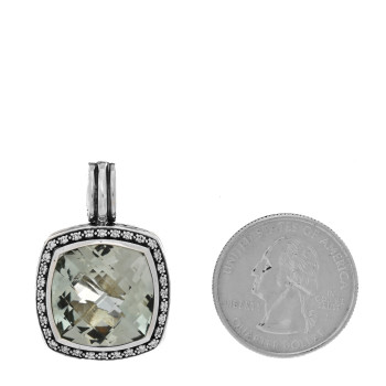 DAVID YURMAN Sterling Silver Diamond Prasiolite 17mm Moonlight Ice Enhancer Pendant