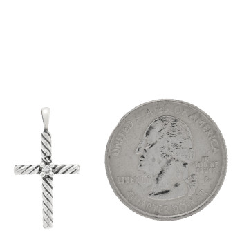 DAVID YURMAN Sterling Silver Diamond Cable Classics Cross Pendant