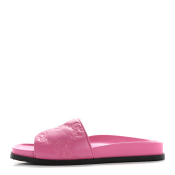 GUCCI Nappa GG Matelasse Flat Slide Sandals 39 Bon Bon