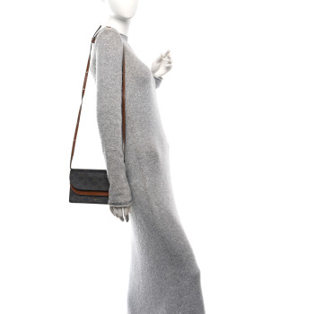 CELINE Triomphe Canvas Lambskin Wallet On Strap Tan