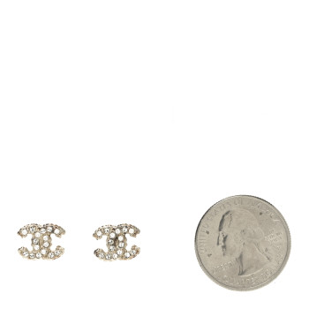 CHANEL Crystal CC Earrings Gold