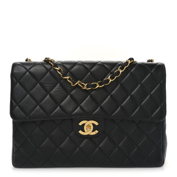 CHANEL Lambskin Quilted Jumbo Single Flap Black