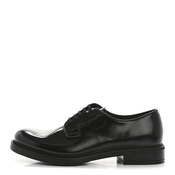 PRADA Spazzolato Lace Up 50mm Men's Loafers 8 Black