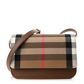 BURBERRY Grained Calfskin House Check Small Madison Shoulder Bag Earth