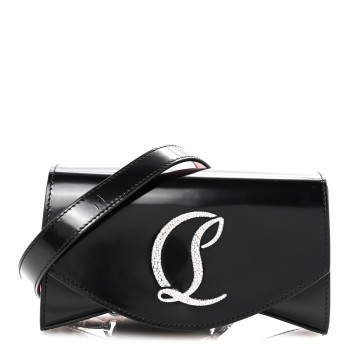 CHRISTIAN LOUBOUTIN Patent Calfskin Strass Small Loubi54 Crossbody Clutch Black
