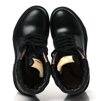GUCCI Apollo Calfskin GG Supreme Nappa Samoa Quilted Lace Up Ankle Boots 35 Black