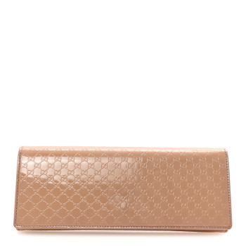 GUCCI Patent Microguccissima Small Broadway Clutch Dark Cipria