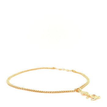 CHANEL Metal CC Clover Pendant Necklace Gold