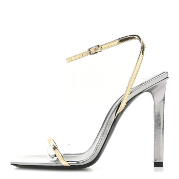 SAINT LAURENT Metallic Patent Pam 110 Sandals 38.5 Old Gold