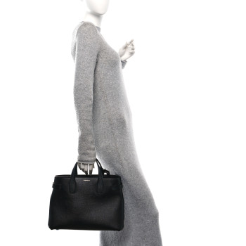 BURBERRY Derby Calfskin Medium Banner Tote Black