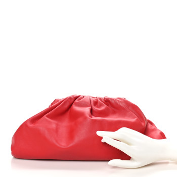 BOTTEGA VENETA Smooth Butter Calf The Pouch Oversized Clutch Bright Red