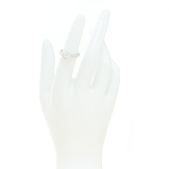 VAN CLEEF & ARPELS 18K White Gold Diamond Fleurette Ring 48 4.5