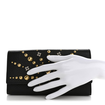 LOUIS VUITTON Taurillon Studded Sol Capucines Wallet Black