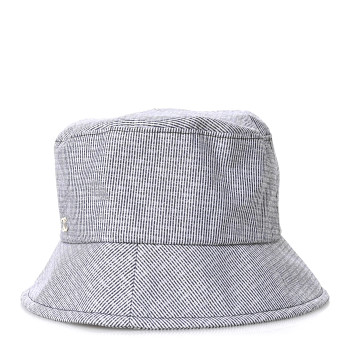 CHANEL Cotton Bucket Hat M Navy White