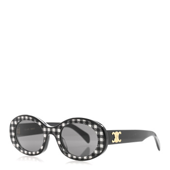 CELINE Acetate Triomphe 01 Gingham Sunglasses CL 40194U Black White Smoke